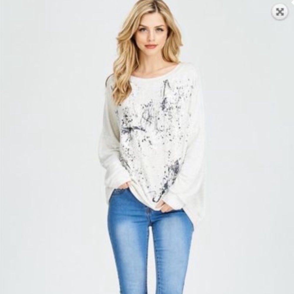 ⚡️CYBER SALE⚡️French Terry Paint Detail Sweatshirt